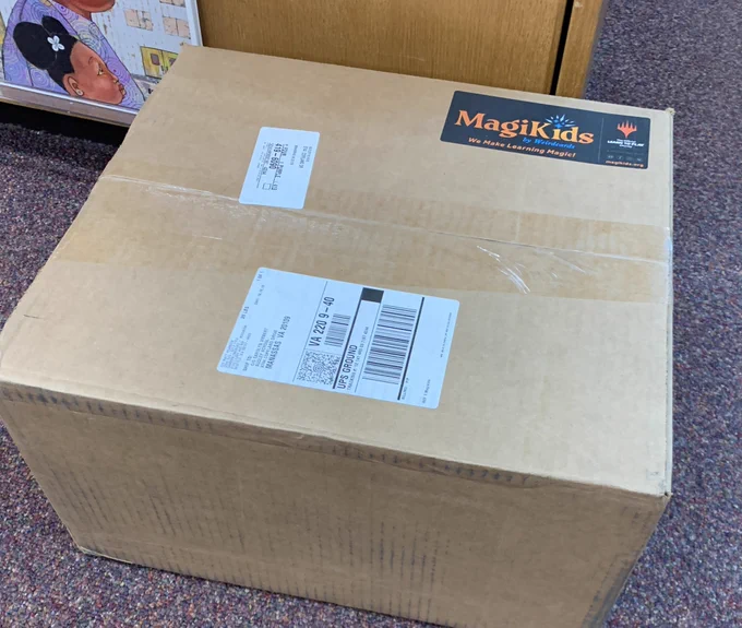 Box of Magic the Gathering supplies