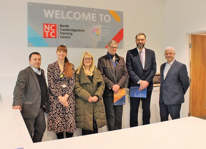 Pictured during the NCTC tour are, from left, Martin Lawrence, Commercial Director at Metalcraft; Louise Unwin, Head of NCTC; Anna Goodall, Assistant Director responsible for Economic Growth at Fenland District Council; Cllr Chris Seaton, Fenland District Council's Cabinet member for Education and Skills; Paul Medd, Chief Executive of Fenland District Council; and Martin Johnson, Business Conformance Director at Metalcraft.