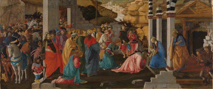 Sandro Botticelli and Filippino Lippi, 'Adoration of the Kings', about 1470.