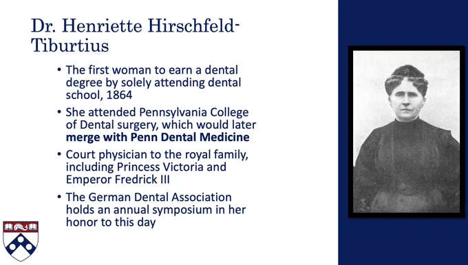Picture of first woman, Heriette Hirschfield-Tiburtus, to complete a full course of dentistry to become a dentist.