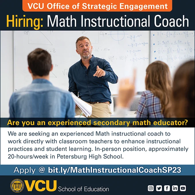 Hiring: Math Instructional Coach - VCU Office of Strategic Engagement
