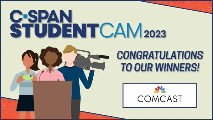 Congratulations graphic with C-SPAN logo and Comcast logo.
