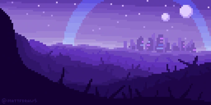 A pixel art image of a cyberpunk city
