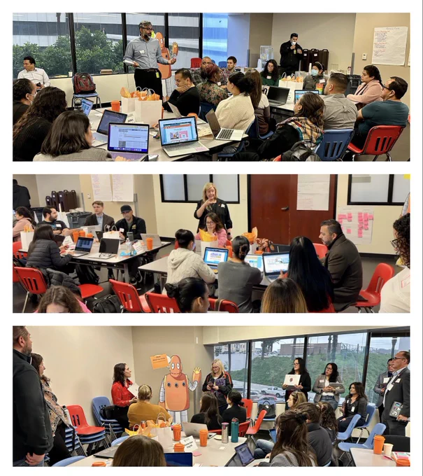 Collage of BrainPOP team facilitating learning with educators