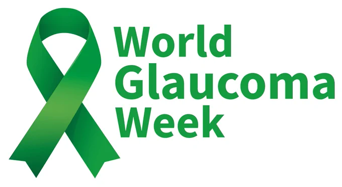 The World Glaucoma Week logo depicting a green ribbon wrapped around itself.