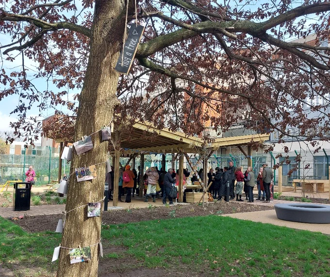 People celebrating in a garden