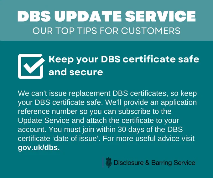 Remember to keep your DBS certificate safe and secure
