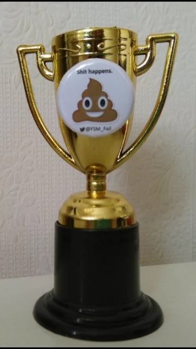 A plastic gold trophy from a gameshow event 