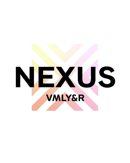 Graphic with white background and VMLY&R logo in a yellow/orange/pink gradient that says NEXUS VMLY&R