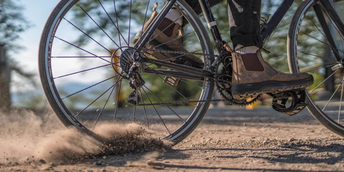 Blundstone 492 on a bike.