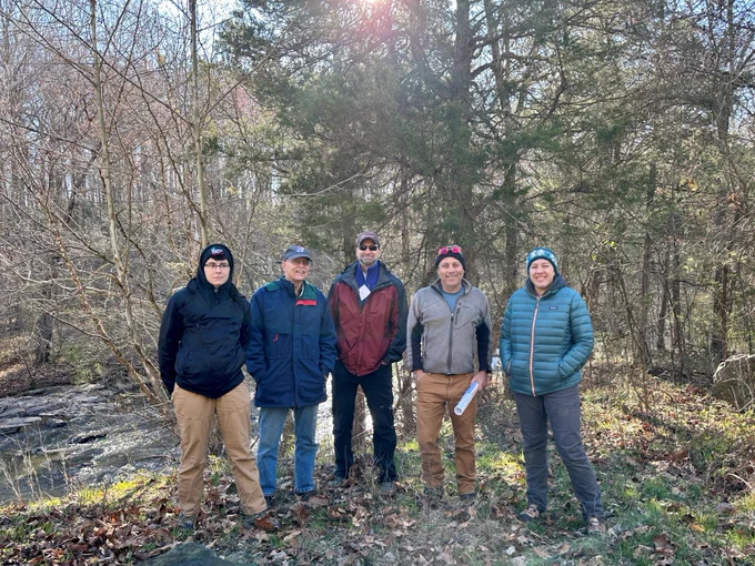GSA President-Elect Chuck Bailey leads a pre-meeting field trip focused on Geology and the Civil War at the North Anna River Fall Zone, Virginia.