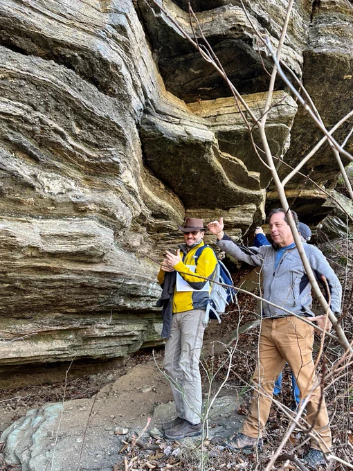 GSA President-Elect Chuck Bailey leads a pre-meeting field trip focused on Geology and the Civil War at the North Anna River Fall Zone, Virginia.