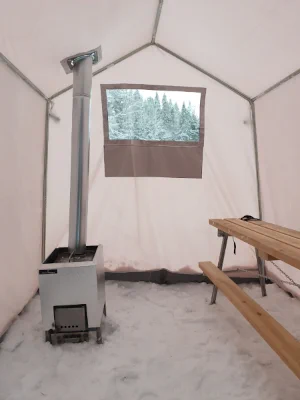 interior view of a tent sauna