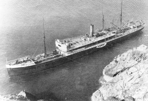 Photo of the Jebba from atop the cliffs where she was grounded.