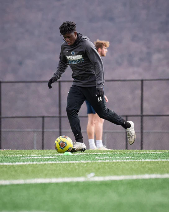 Student athlete training soccer. 