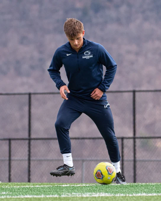 Student athlete training soccer. 