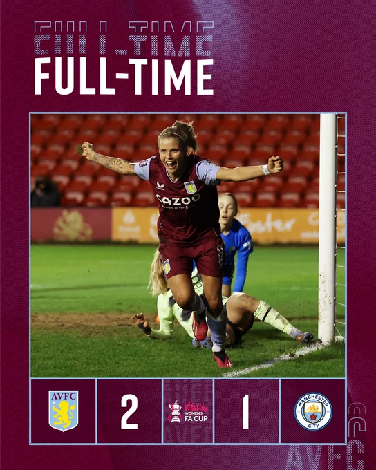 Full-time: Aston Villa 2 Manchester City 1!
