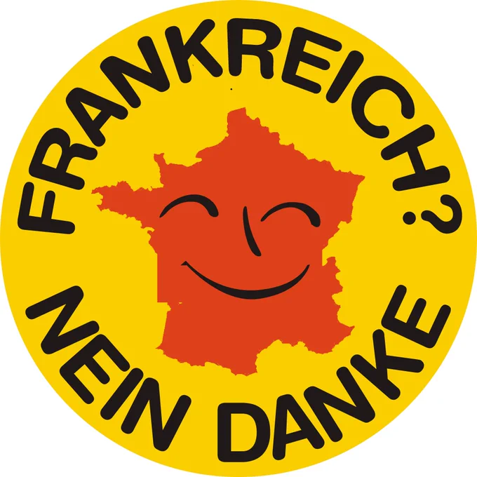 the "atomkraft? nein danke" logo but it says frankreich nein danke