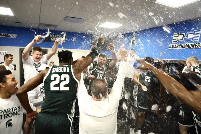 Team locker room celebration