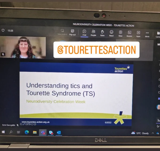 Computer screen of opening slide from Tourettes Action 