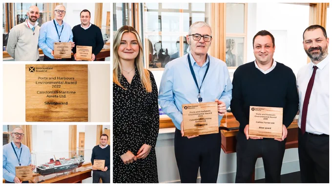 CMAL and CFL staff members accepting their award plaques from Keep Scotland Beautiful