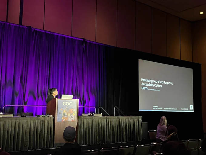 Sue Pacete on stage at GDC