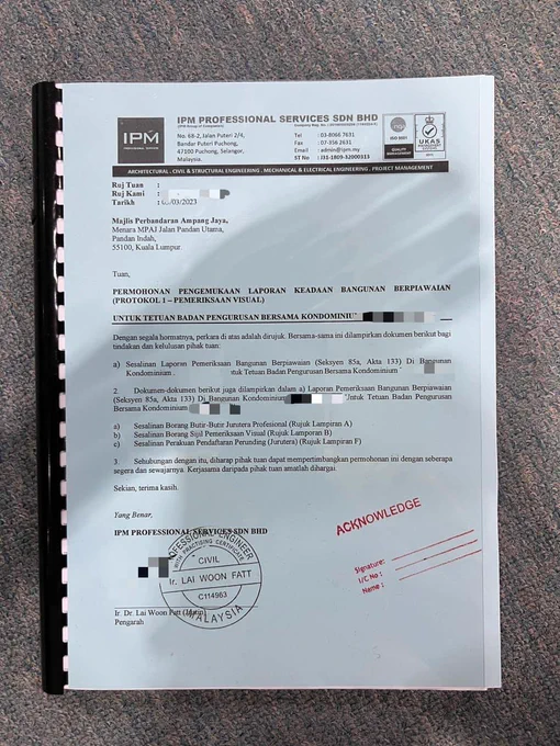 📒 Completed building inspection report of a condominium and submitted to Majlis Perbandaran Ampang Jaya (MPAJ). 🏢🏢🙏🙏

#IPMProfessionalServices #ProfessionalConsultant #BuildingInspection #EngineeringInspection #BuildingAudit #BuildingAssessment #PemeriksaanBangunan #DBKL #MBSJ #MBPJ #MPAJ #MPKj

*****************************
💻 Website: https://ipm.my/
📩 Email: admin@ipm.my
☎ Call: 03-8066 7631 (Selangor/ Kuala Lumpur)
☎ Call: 07-355 5631 (Johor Bahru)
🔗 Facebook: https://www.facebook.com/IPMProfessionalServices/
🔗 LinkedIn: https://www.linkedin.com/company/ipm-professional-services/