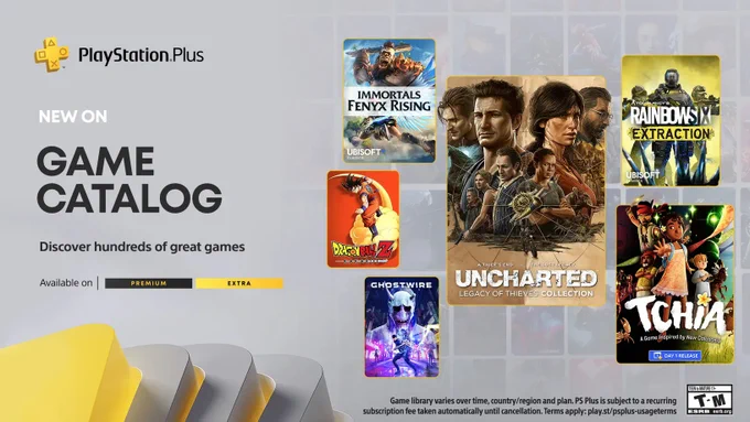 New additions to PlayStation Plus Game Catalog Tchia, Ghostwire Tokyo, Uncharted: Legacy of Thieves Collection, Dragon Ball Z Kakarot, Immortals Fenyx Rising, Rainbow Six Extraction