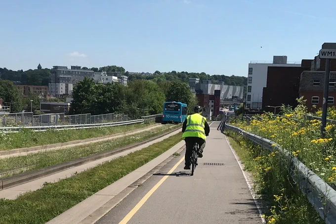 A cyclist on the Luton busway