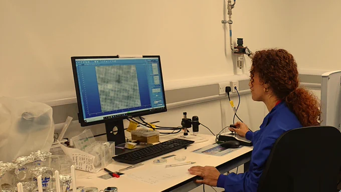 Person analysing microplastics collected during the citizen science project. 