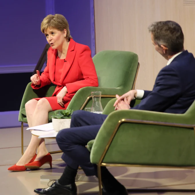 Nicola Sturgeon and Andy Haldane in conversation on the RSA stage