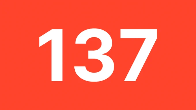 Grafik, die sehr groß die Ziffern 137 zeigt. 