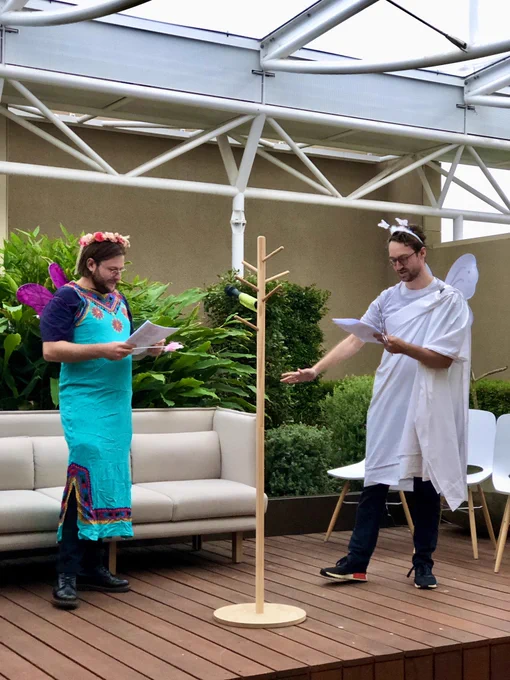 Extremely professional and not at all seeing the (amended) script for the first time players on stage performing scenes from A Midsummer Night’s Dream