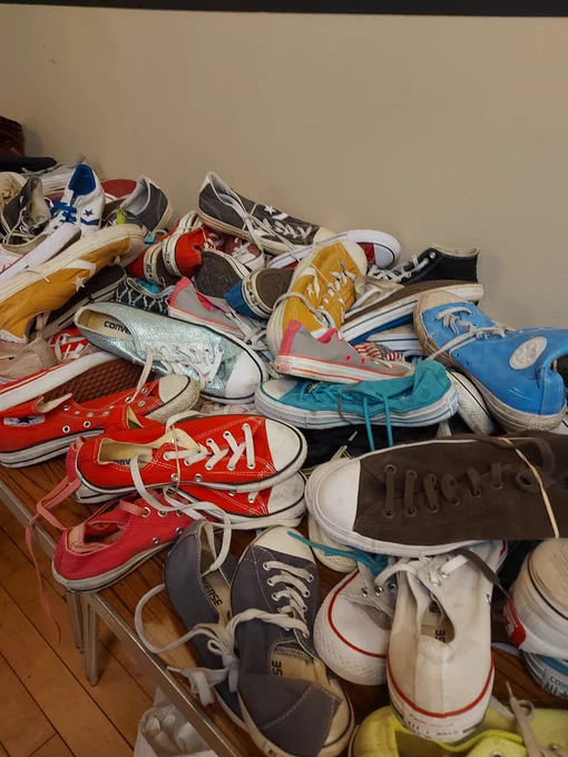 Lots of second-hand trainers