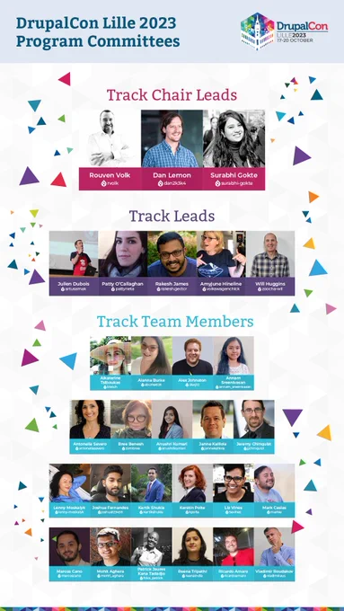 Promotional Graphic of DrupalCon Lille 2023 Program Committee members.