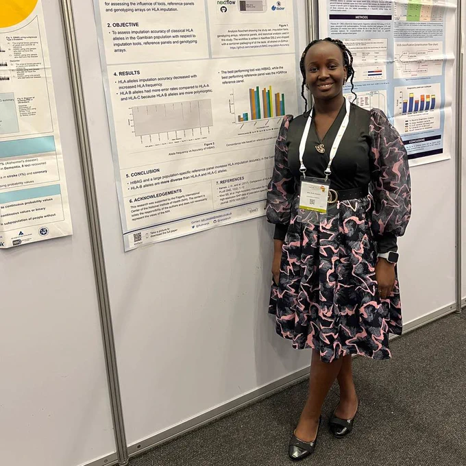 Ruth by her ICHG2023 poster, "Assessing HLA imputation accuracy in a West African population".