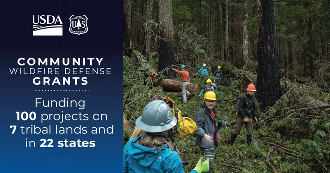 Community Wildfire Defense Grants. Funding 100 projects on 7 tribal lands and in 22 states. Funded by the Bipartisan Infrastructure Law, USDA Forest Service will invest nearly 9.5 million dollars in the Northern Region.
