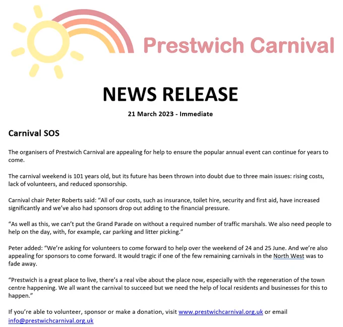 Prestwich Carnival SOS