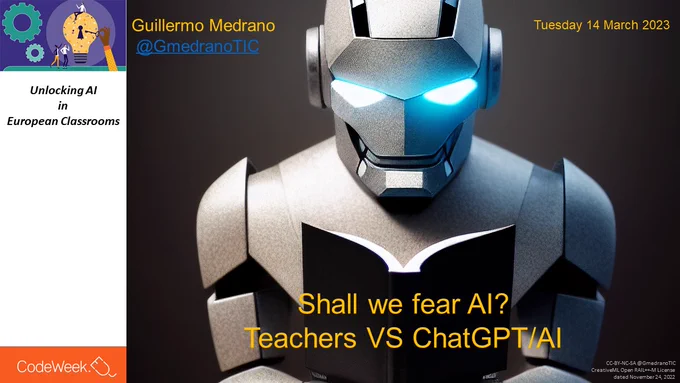 Imagen de un robot leyendo generada con IA, que representa el aprendizaje de la Inteligencia Artificial.