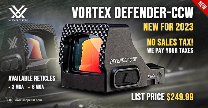 Vortex Defender-CCW Red Dots - New for 2023