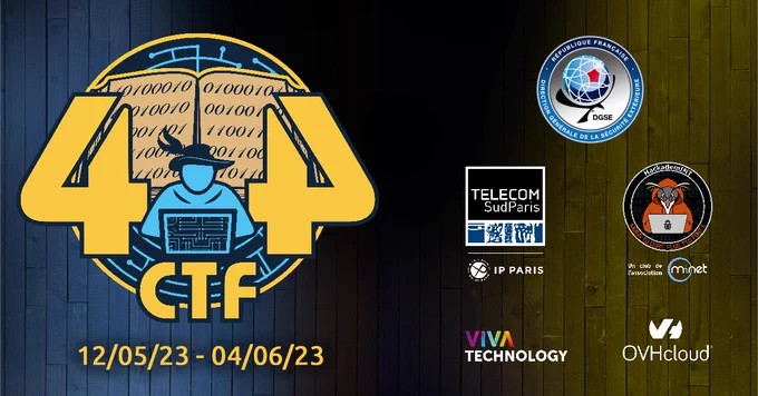 Logos des différents partenaires.
Dates du CTF : 12/05/23 - 04/06/23