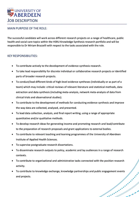 Screenshot of main purpose of the role (also available via the weblink in the tweet)