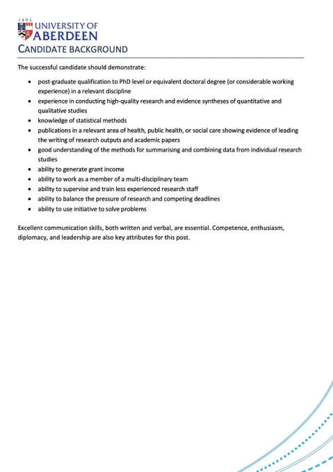 Screenshot of candidate background for the role (also available via the weblink in the tweet)