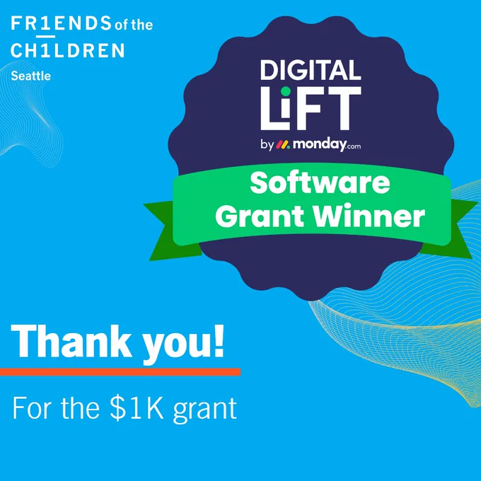 Thank you @digitallift_org for gifting us $1K! This grant will support subsidizing our software costs.

Digital Lift is a philanthropic initiative created by monday.com that supports nonprofits through digital transformations. 

Head to their website to see software recommendations, free training, and grants: digital-lift.org.

#DigitalLift