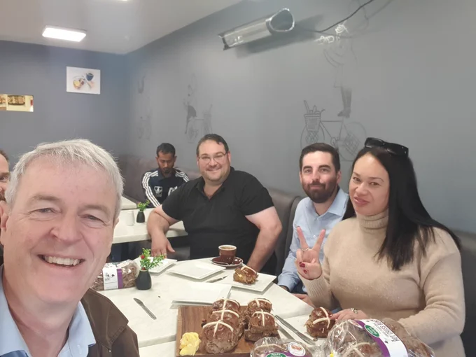 Tony Randle at Nada Tawa with Mayor Tory Whanau, Ben McNulty & baker Micheal Grey