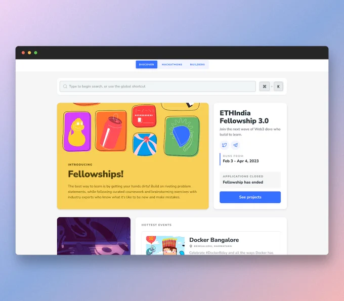 Image of the Devfolio Discover page.