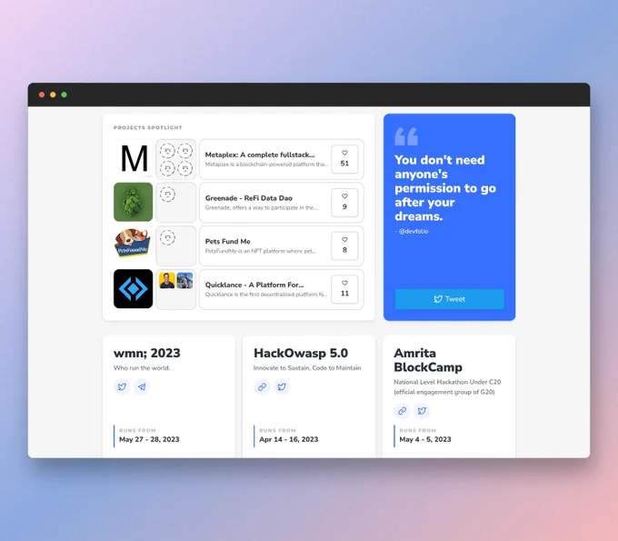 Image of the Devfolio Discover page.