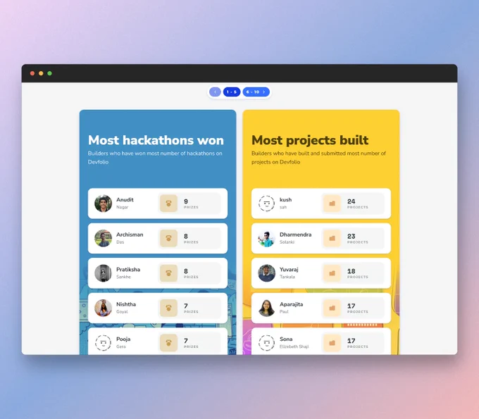 Image of the Devfolio Builders page.