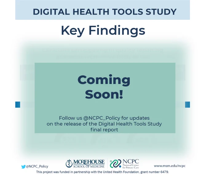 Digital Health Tools Study: Key Findings are coming soon. Follow us @NCPC_Policy for updates on the release of the Digital Health Tools Study Final Report.