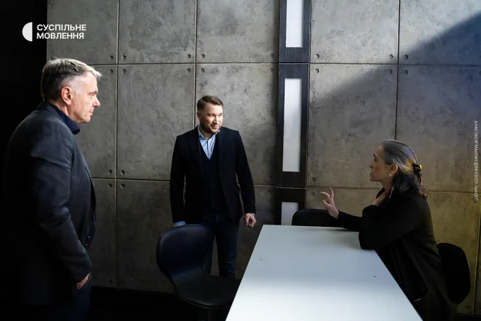 Noel Curran, Mykola Chernotytskyi and Delphine Ernotte Cunci. Photo: Anastasiia Mantach 